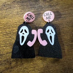 'Ghostface Call Me' Acrylic Dangle Earrings